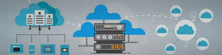 Web hosting servers connected to websites and cloud services