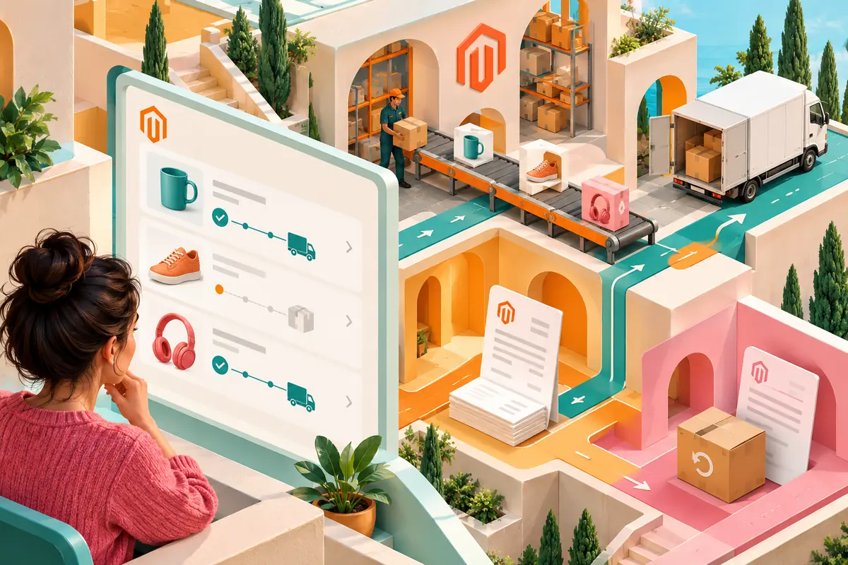 A Magento order page should explain the delivery, not just show a status