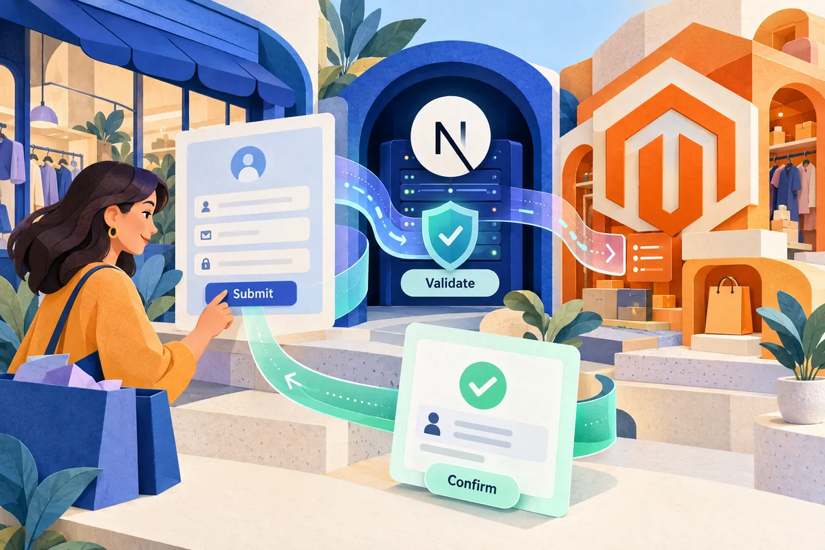 Next.js 14 and headless Magento: who owns the next step after a form submits?