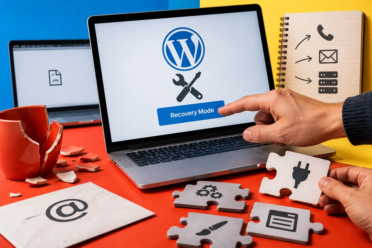 WordPress recovery mode helps you get in. Someone still has to fix the cause