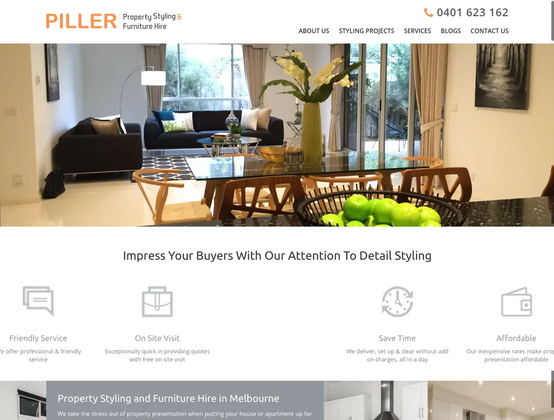 Piller Property Styling — original website design